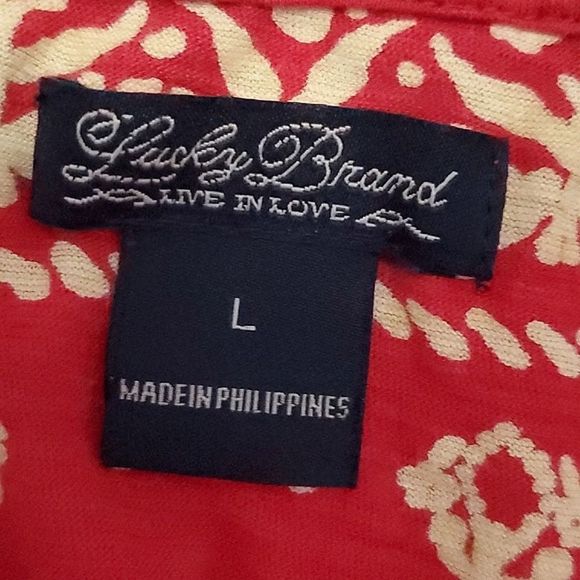 Lucky Brand Burnt Orange Boho Southwestern Roll Up Sleeves Modal Blend Shirt - Picture 7 of 8